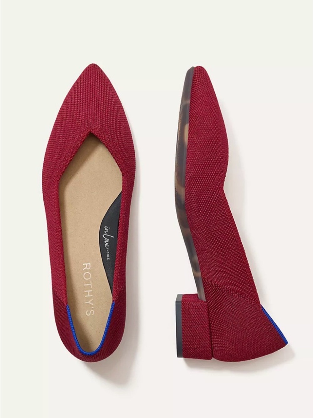 Rothy's The High Point Heel Red Berry Pointed Toe Knit Block Heel Pumps 8.5